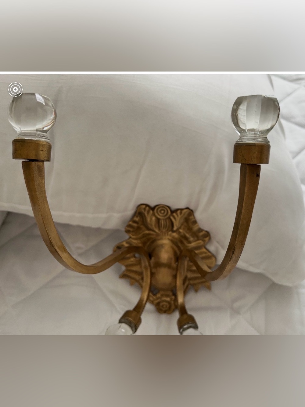 One Pair of Gold Two-Arm Wall Sconce with Glass Finials - Picture 2 of 4